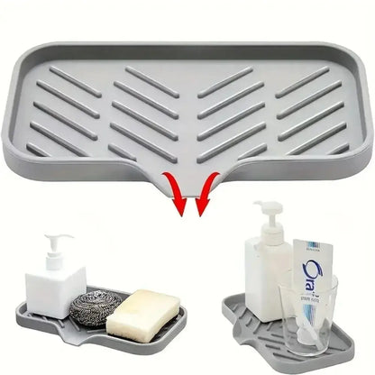 Kitchen Sink Sponge Holder – Dries Sponges Faster + Self-Draining Silicone Tray System compact self-draining silicone soap dish