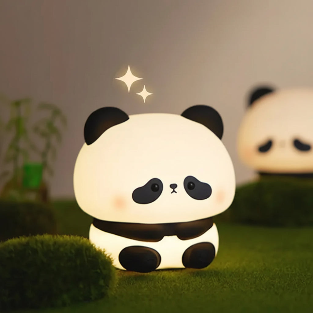 Panda LED Night Light USB Rechargeable Touch Lamp with Timer Settings - cute panda bedside night light, touch-activated soft glow for kids