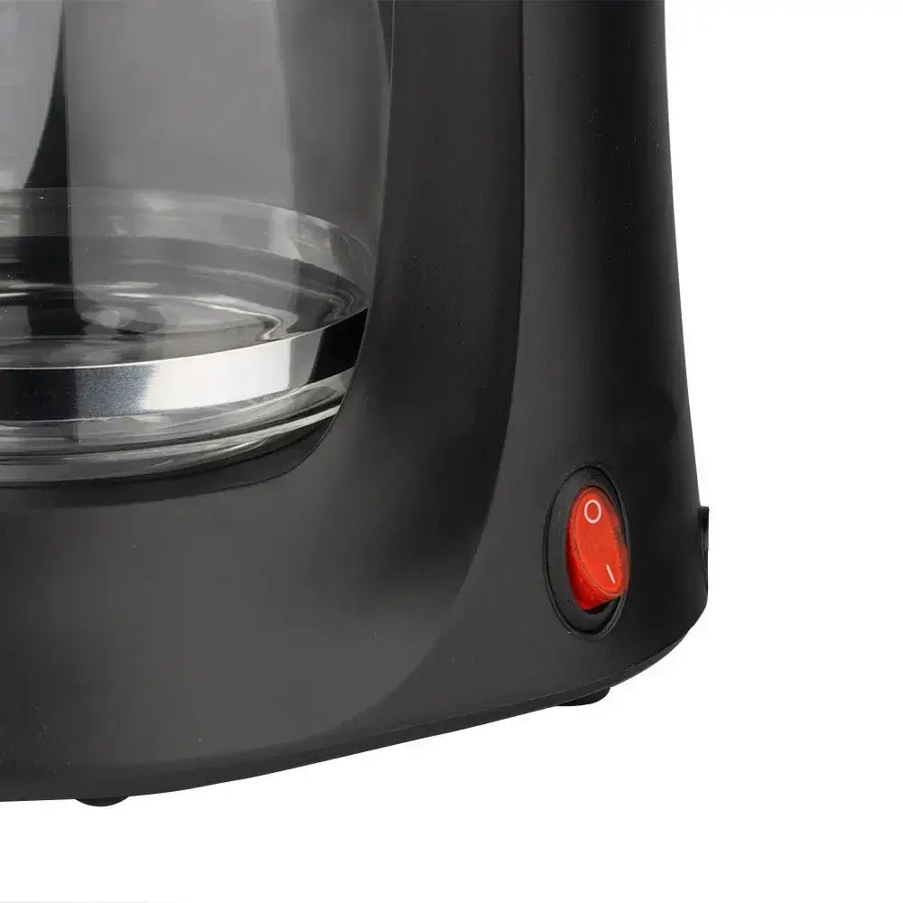 Coffee Maker - Space-Saving Design For Small Kitchens And Dorm Rooms + Reusable Filter And Hot Plate, black compact drip coffee maker with red power switch