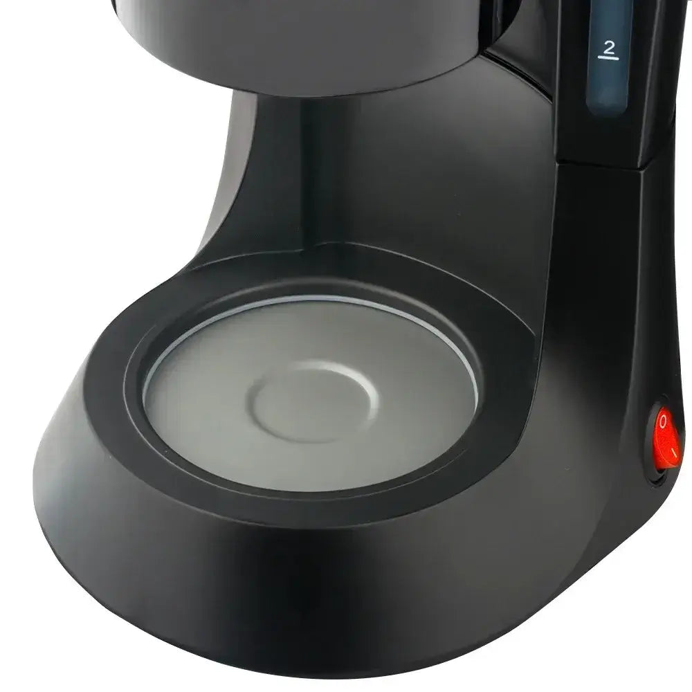 Coffee Maker - Space-Saving Design For Small Kitchens And Dorm Rooms + Reusable Filter And Hot Plate compact black unit with hot plate and power switch