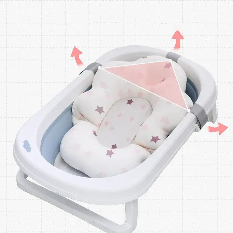 Baby Bath Mat - Secure Bath Time For Newborns + Non-Slip Pad, soft cushioned newborn support with non-slip grip in tub