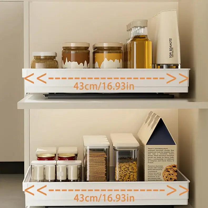 Slide Out Cabinet Organizer No Drill Magic Tray Heavy Duty Space Saver Under Sink - under-sink slide-out trays storing jars and containers