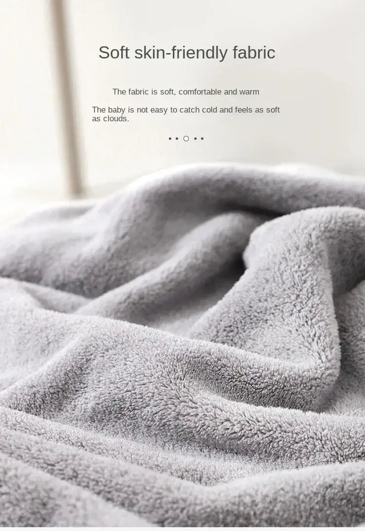 Baby Bath Towel – Luxuriously Ultra-Soft For Delicate Baby Skin + Hooded Design, 80x80 cm — close-up of soft grey plush fabric texture