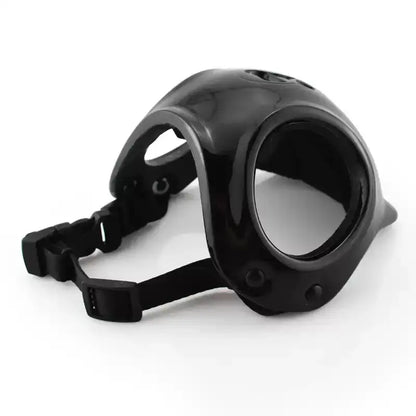 Pet Helmet – Bump-Proof Outdoor Head Protection + PU Outer Shell, black ventilated pet helmet with adjustable strap