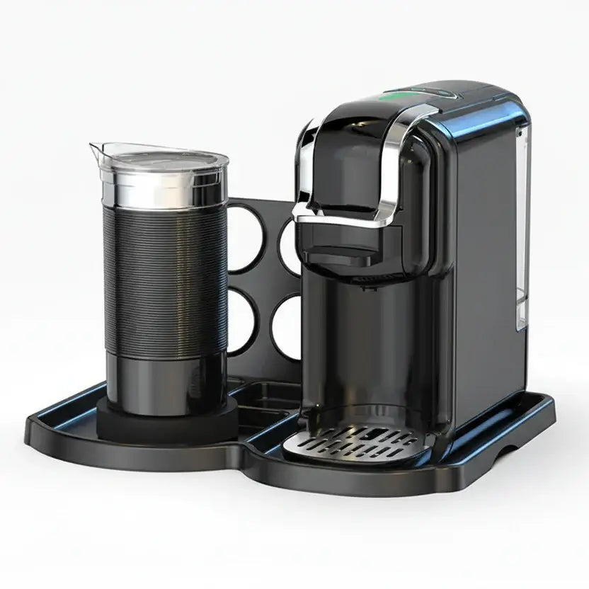 Fresh Coffee in Seconds – Nespresso & Dolce Gusto Compatible HiBREW 5‑in‑1 compact black capsule and ground coffee machine