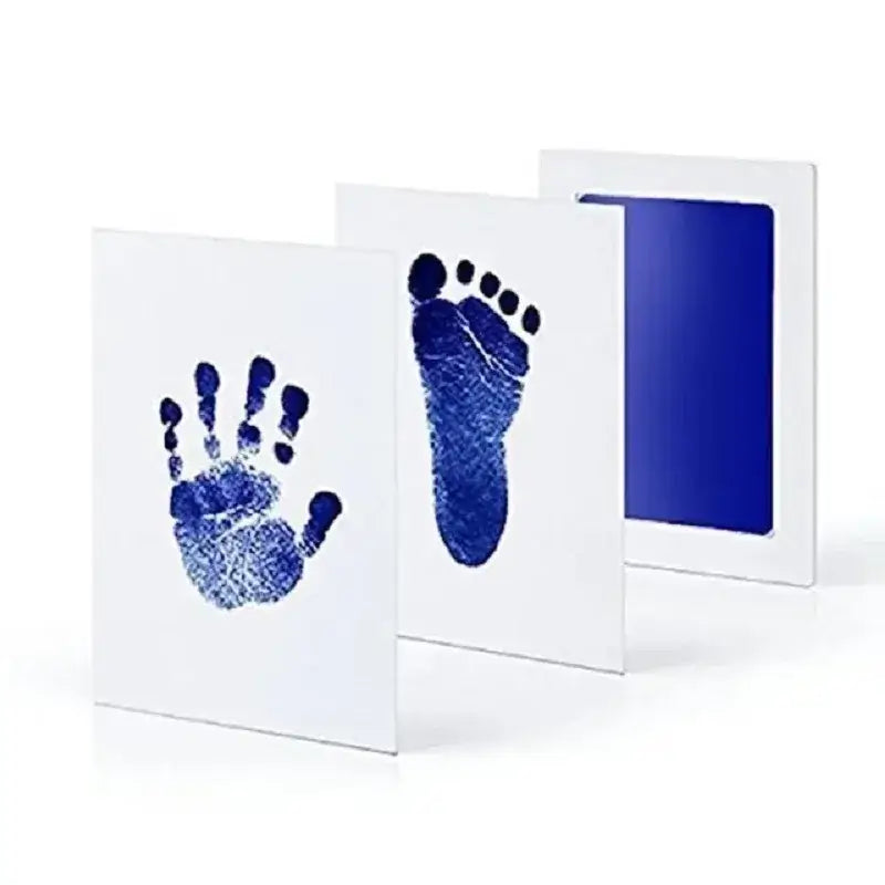 Baby Inkless Handprint Kit for Keepsakes – Mess-Free Prints + No-Touch Inkless Printing blue baby hand and foot inkless prints on cards
