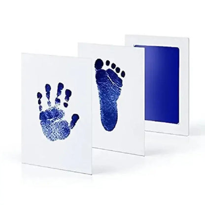 Baby Inkless Handprint Kit for Keepsakes – Mess-Free Prints + No-Touch Inkless Printing blue baby hand and foot inkless prints on cards