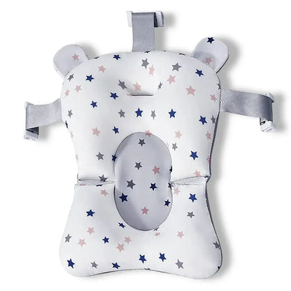 Baby Bath Mat - Secure Bath Time For Newborns + Non-Slip Pad soft star-print newborn bath cushion with straps