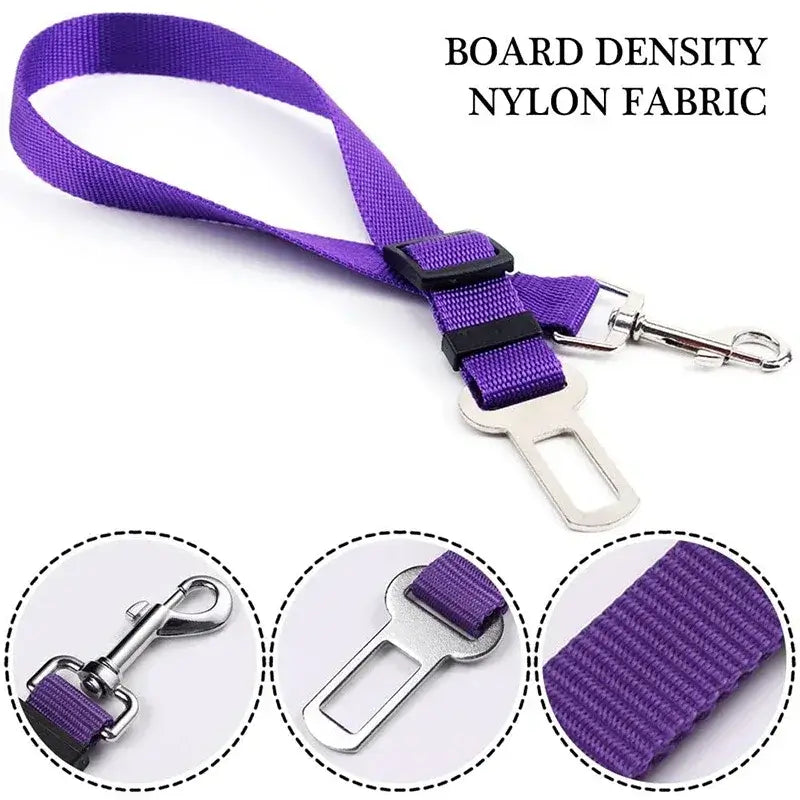 Dog Car Harness – Calm, Secure Rides On Every Trip For Safer, Stress-Free Travel + Quick-Release Clip purple nylon adjustable seat belt tether