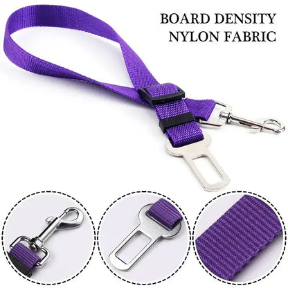 Dog Car Harness – Calm, Secure Rides On Every Trip For Safer, Stress-Free Travel + Quick-Release Clip purple nylon adjustable seat belt tether