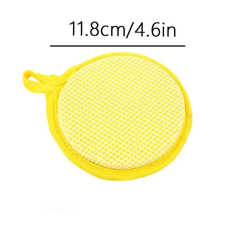 Sponge Scourers – Mess-Free Everyday Cleaning + Dual-Sided Design yellow round 11.8cm dual-sided non-scratch sponge scourer