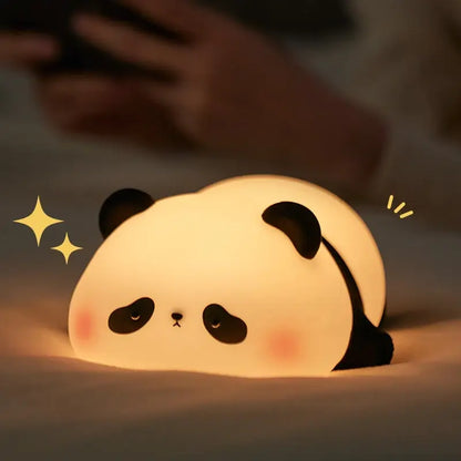Panda LED Night Light USB Rechargeable Touch Lamp with Timer Settings - cute glowing panda night lamp for kids, soft touch-activated timer
