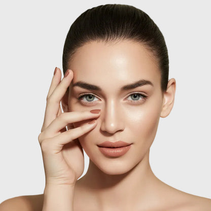 Korean retinol tightening serum applied for radiant skin and wrinkle reduction on a model's face.