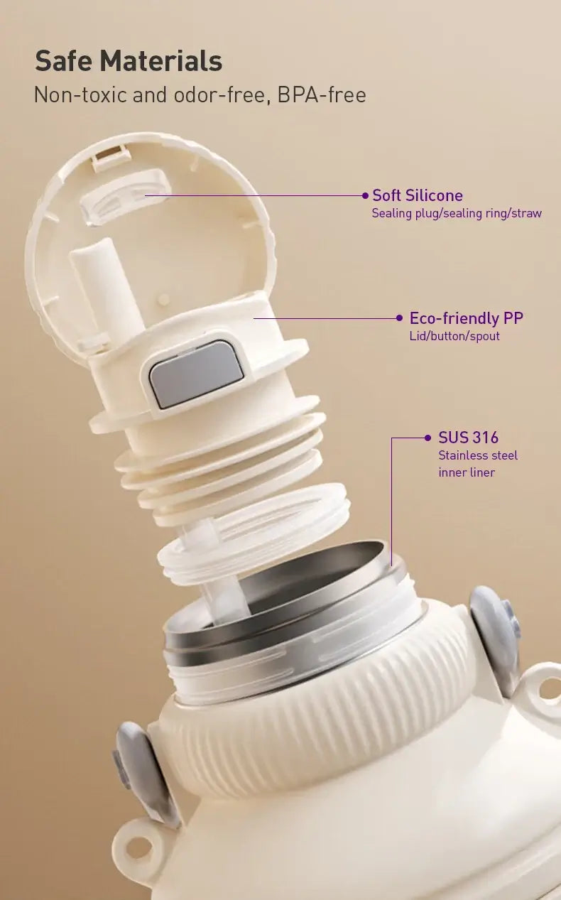 Avent Kids Vacuum Bottle For All-Day Temperature Control safe materials with soft silicone, eco-friendly PP, and stainless steel inner liner