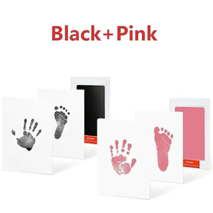 Baby Inkless Handprint Kit for Keepsakes – Mess-Free Prints + No-Touch Inkless Printing black and pink hand and foot keepsake set