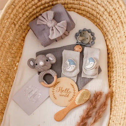 Baby Bath Set Blanket Wooden Brush Newborn Milestones Monthly Cards Bath Toys for Babies Infant Photograph Props Birth Gifts Box by Inovia Store