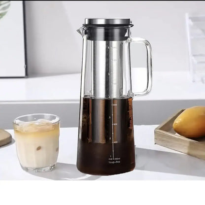Cold Brew Coffee Maker – Keeps Aroma Fresh + 1.0L Glass Carafe airtight glass pitcher with removable stainless steel filter