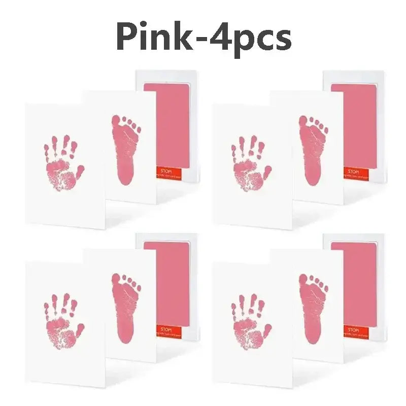 Baby Inkless Handprint Kit for Keepsakes – Mess-Free Prints + No-Touch Inkless Printing pink kit showing four hand and foot keepsake cards
