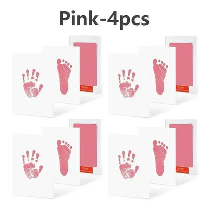 Baby Inkless Handprint Kit for Keepsakes – Mess-Free Prints + No-Touch Inkless Printing pink kit showing four hand and foot keepsake cards