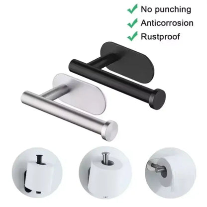 Paper Roll Holder – Moisture-Resistant + Drill-Free Wall Mount stainless steel no-drill wall-mounted paper towel rack
