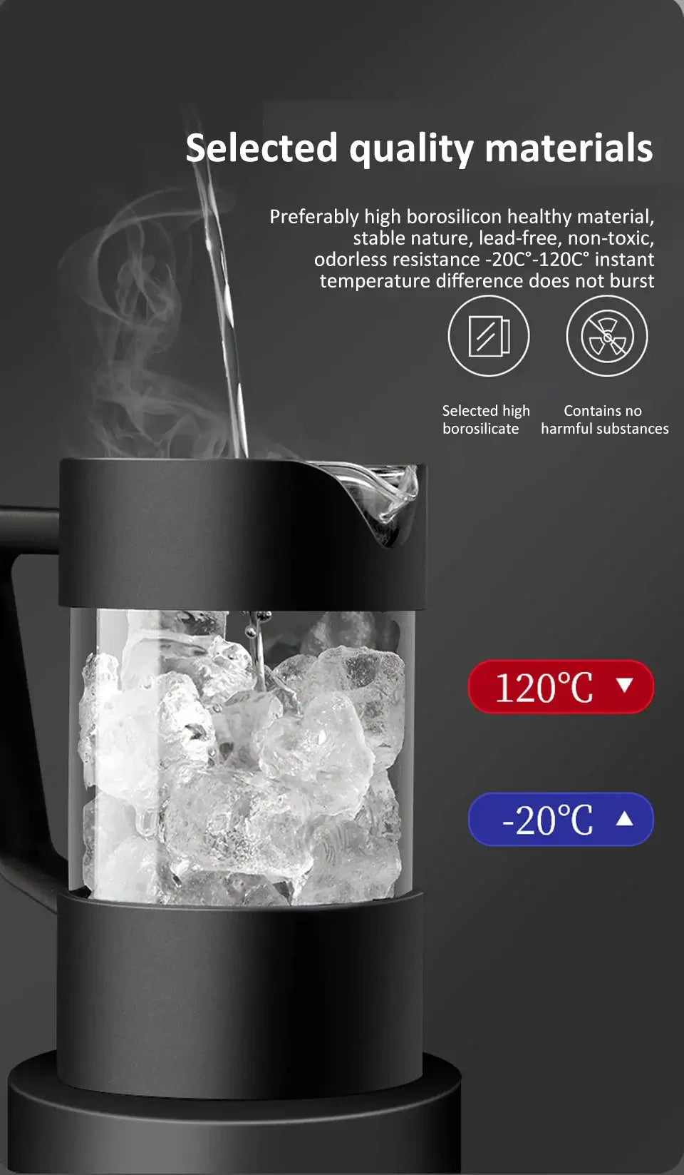 French Press - Bold Flavor + Heat Resistant Borosilicate Glass 350/600/1000ML thickened borosilicate coffee pot, heat-resistant up to 120°C