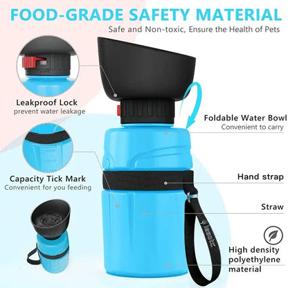 Keep Your Dog Hydrated Anywhere – 520ml Portable Foldable Water Bottle blue foldable squeeze dog water bottle with leakproof lock and strap