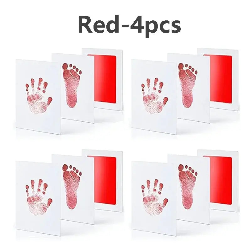 Baby Inkless Handprint Kit for Keepsakes – Mess-Free Prints + No-Touch Inkless Printing red 4pcs baby handprint and footprint keepsakes