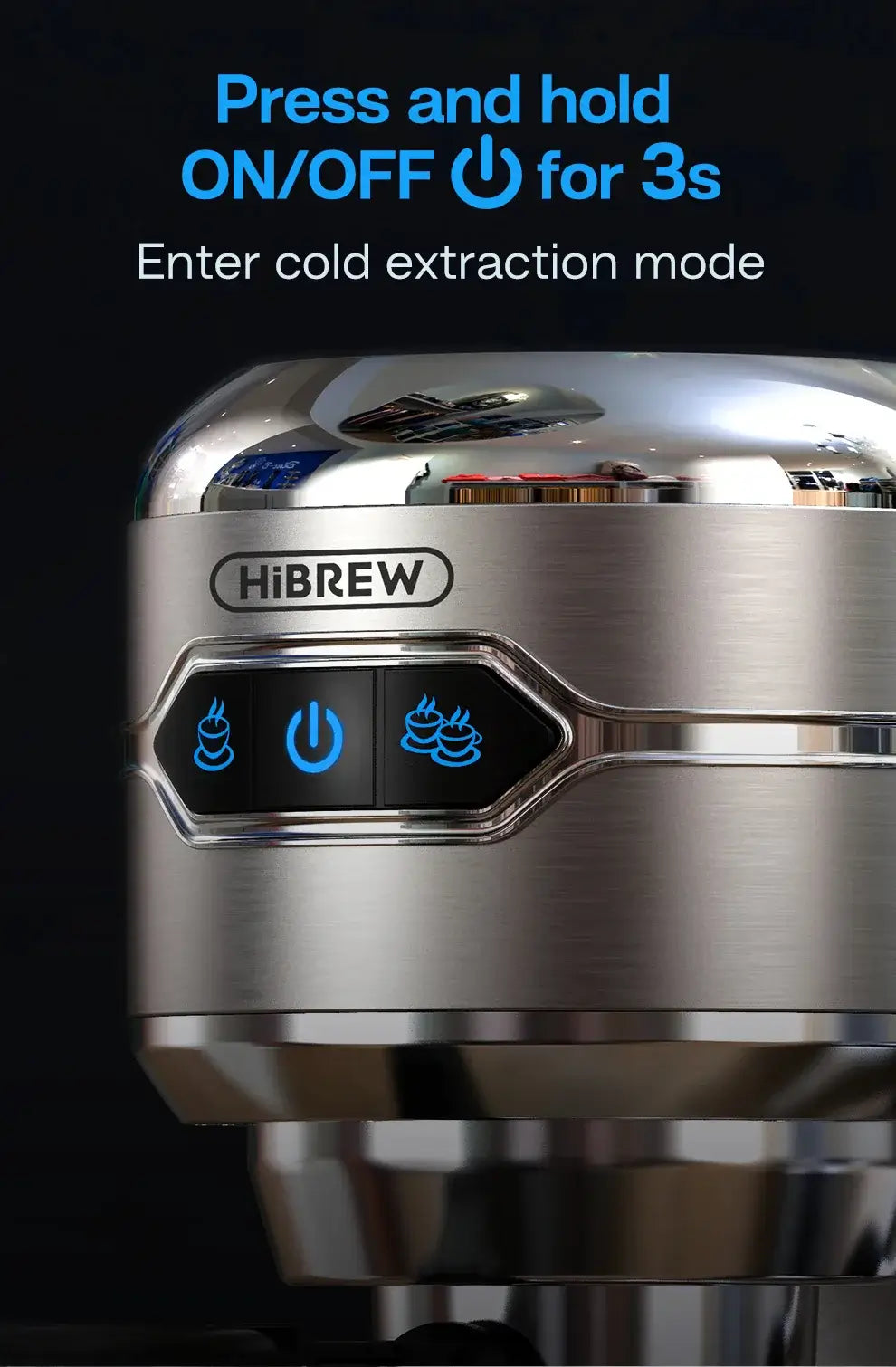 Espresso Machine – Cafe-Quality Espresso With Dense Crema And Rich Body + ESE Pod Compatible HiBREW 20-bar stainless steel front control close-up