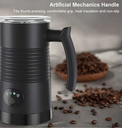 Milk Frother - Café-Quality Foam In Seconds + 4-In-1 electric 4‑in‑1 frother with ergonomic artificial mechanics handle and non-slip grip