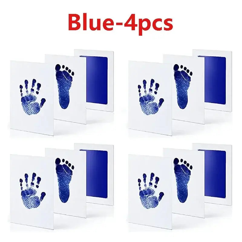 Baby Inkless Handprint Kit for Keepsakes – Mess-Free Prints + No-Touch Inkless Printing blue 4pcs set showing baby hand and foot keepsakes
