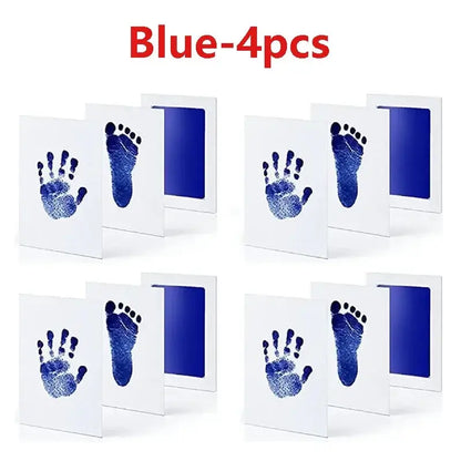 Baby Inkless Handprint Kit for Keepsakes – Mess-Free Prints + No-Touch Inkless Printing blue 4pcs set showing baby hand and foot keepsakes