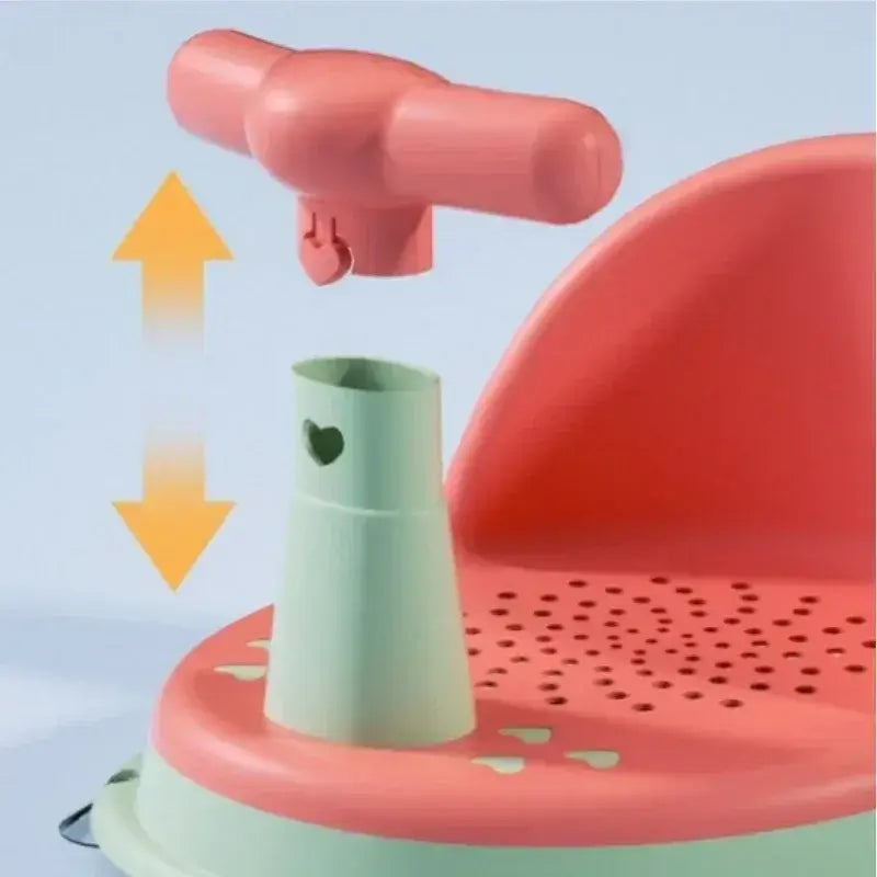 Close-up of Anti-Slip Baby Bath Seat With Suction Cup Base and Detachable Armrests adjustable armrest feature.