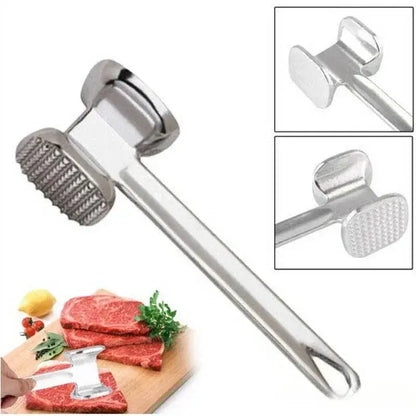 Meat Tenderizer – Evenly Tenderizes Beef, Veal, Pork + Double-Sided Aluminum Hammer for Quick Prep, compact double-sided aluminum meat hammer