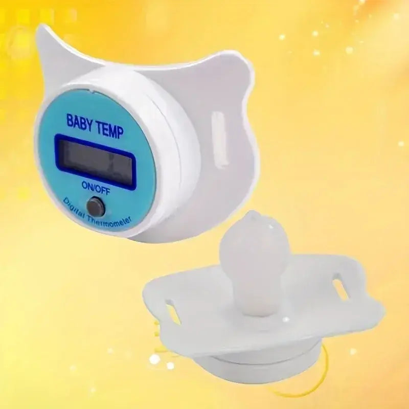 Pacifier Thermometer – Non-Invasive Fever Checks For Infants + BPA-Free Silicone Tip, Quick Readings — white baby pacifier digital thermometer