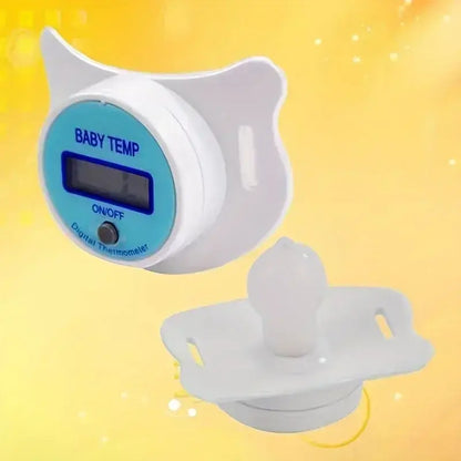 Pacifier Thermometer – Non-Invasive Fever Checks For Infants + BPA-Free Silicone Tip, Quick Readings — white baby pacifier digital thermometer