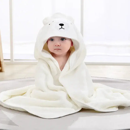 Baby Bath Towel – Luxuriously Ultra-Soft For Delicate Baby Skin + Hooded Design, 80x80 cm: white hooded towel on baby with bear ears