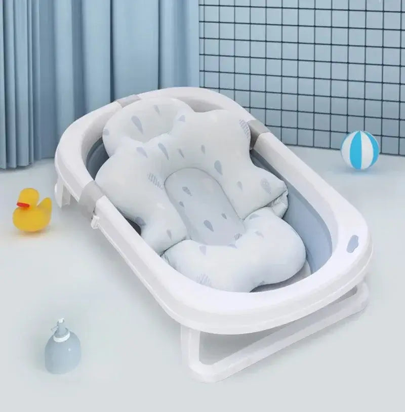 Baby Bath Mat - Secure Bath Time For Newborns + Non-Slip Pad: soft cushioned newborn tub mat with non-slip base for 0-24 months