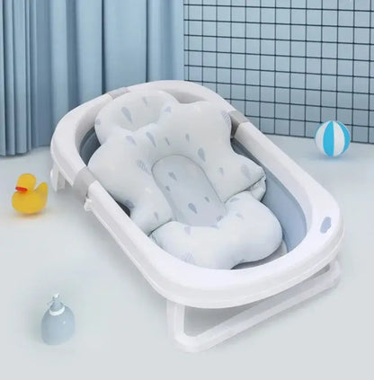 Baby Bath Mat - Secure Bath Time For Newborns + Non-Slip Pad: soft cushioned newborn tub mat with non-slip base for 0-24 months