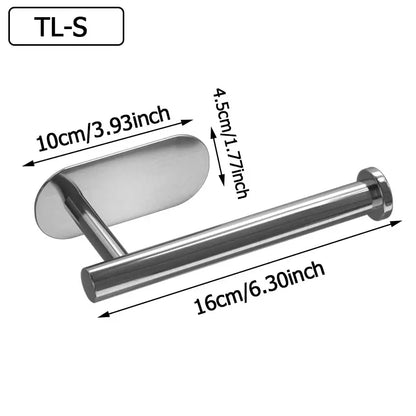 Paper Roll Holder – Moisture-Resistant + Drill-Free Wall Mount stainless steel wall-mounted paper towel holder, compact 16cm length, no-drill installation