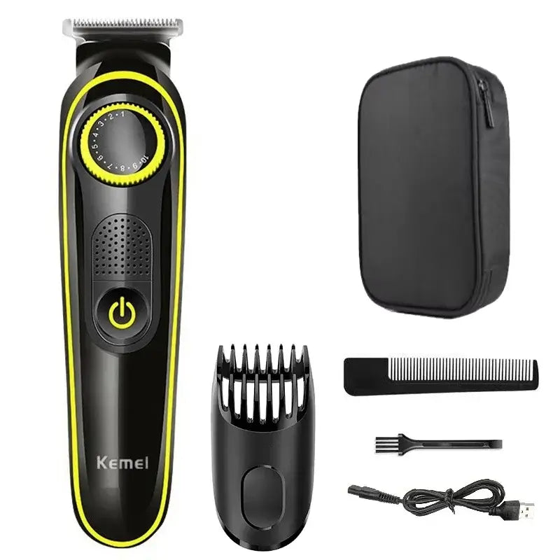 Kemei Hair Trimmer Professional Electric Nose Trimmer Rechargeable Shaver 6 in 1 Multifunctional LED Hair Trimmer for Men KM-696 by Inovia Store