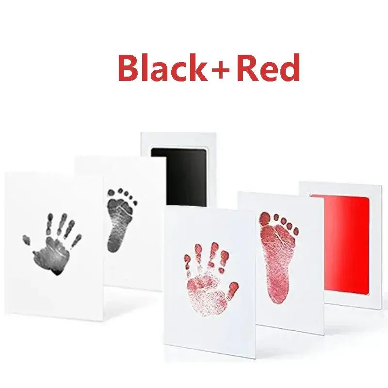 Baby Inkless Handprint Kit for Keepsakes – Mess-Free Prints + No-Touch Inkless Printing showing black and red hand and foot inkless keepsake prints