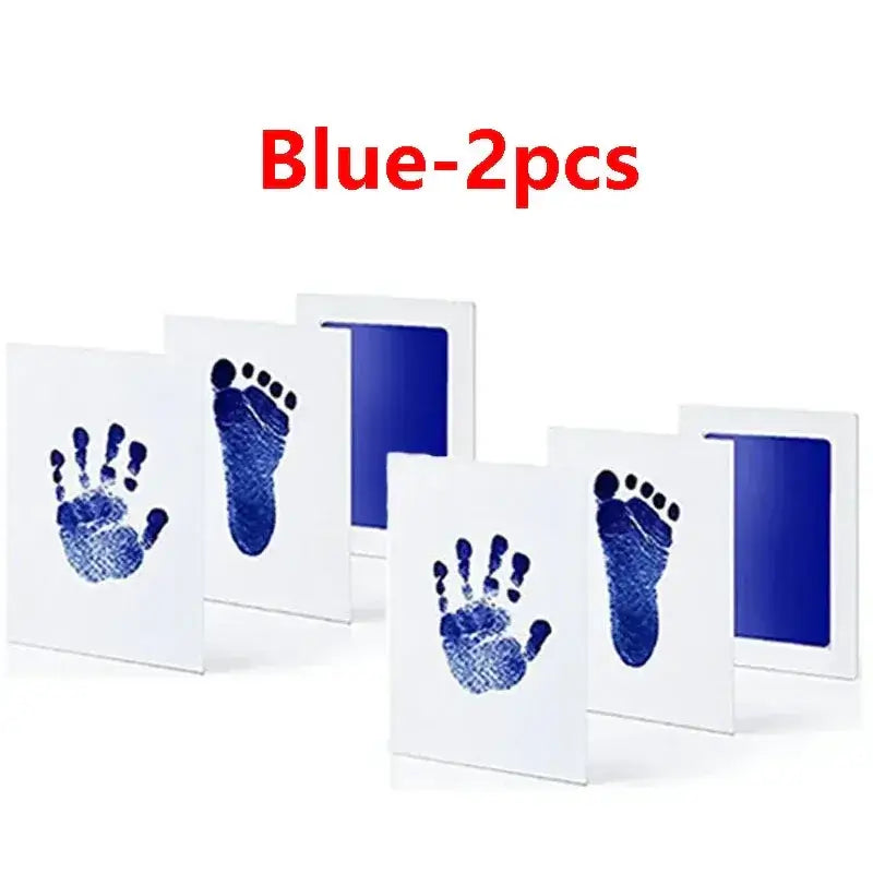 Baby Inkless Handprint Kit for Keepsakes – Mess-Free Prints + No-Touch Inkless Printing blue 2pcs keepsake set showing two hand and two foot inkless prints