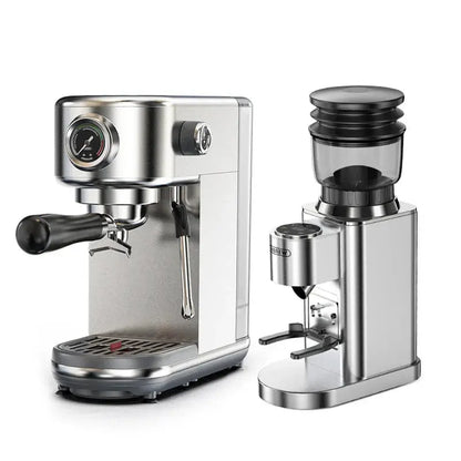 Semi Automatic Espresso Machine – Temperature Adjustable + 20 Bar Extraction stainless steel espresso machine with 51mm portafilter and milk steam wand