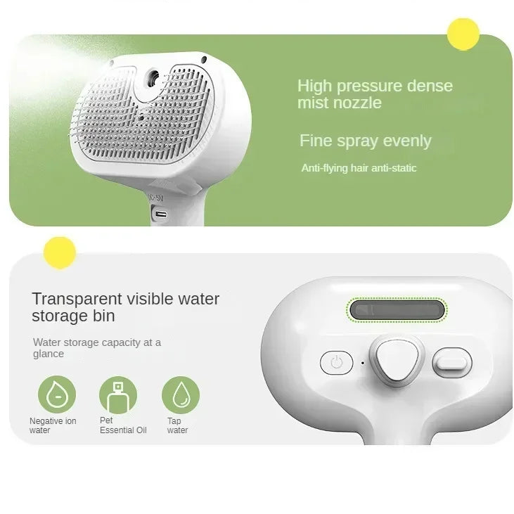 Multifunctional Pet Grooming Tool Combines Steam Spray Floating Hair Removal and Styling for Cats and Dogs All in One Device by Inovia Store
