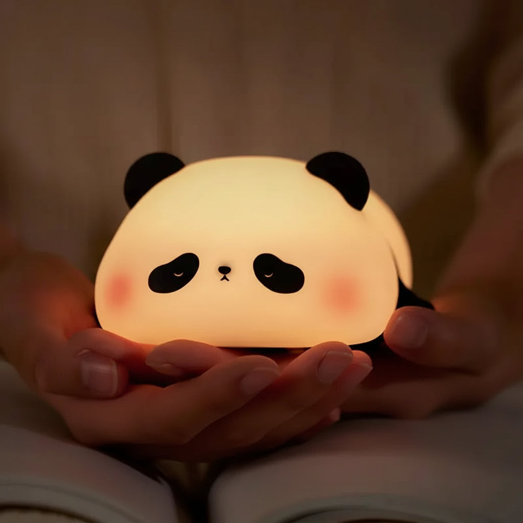 Panda LED Night Light USB Rechargeable Touch Lamp with Timer Settings - cute panda night light showing three brightness levels