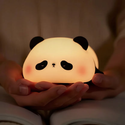 Panda LED Night Light USB Rechargeable Touch Lamp with Timer Settings - cute panda night light showing three brightness levels