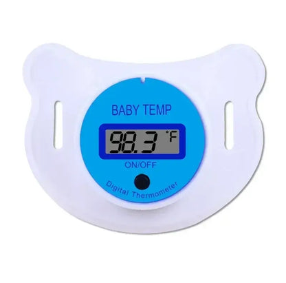 Pacifier Thermometer – Non-Invasive Fever Checks For Infants + BPA-Free Silicone Tip, Quick Readings soft silicone baby pacifier digital thermometer showing 98.3°F