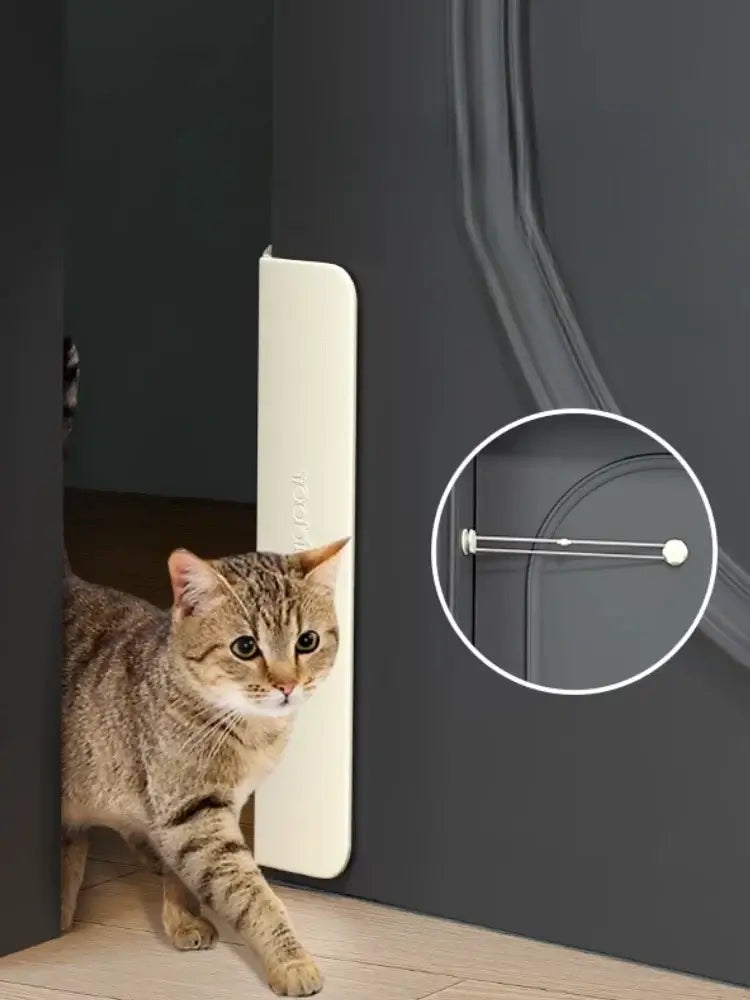 Pet Door – Independent Pet Access For Cats And Dogs In Any Room + Adhesive Mount showing cat using adhesive-mounted two-way interior door access