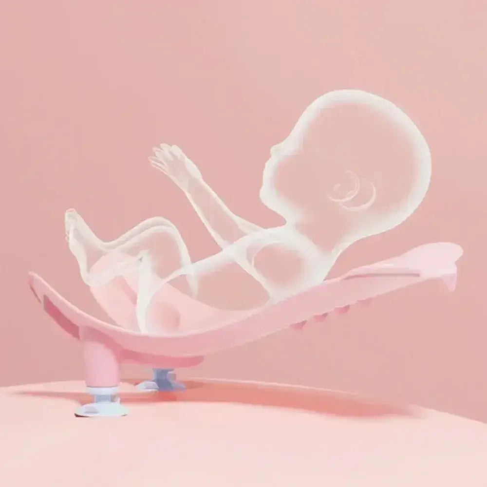 Non-slip baby bath seat designed for infants, featuring a soft silicone pad and secure suction cup.