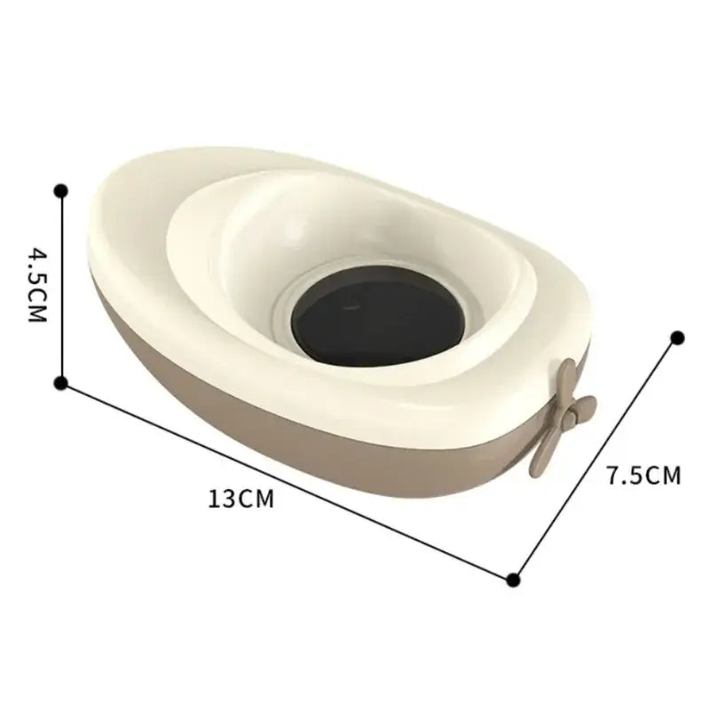 Digital baby bath thermometer design with measurements 13cm x 7.5cm x 4.5cm for safe infant baths.